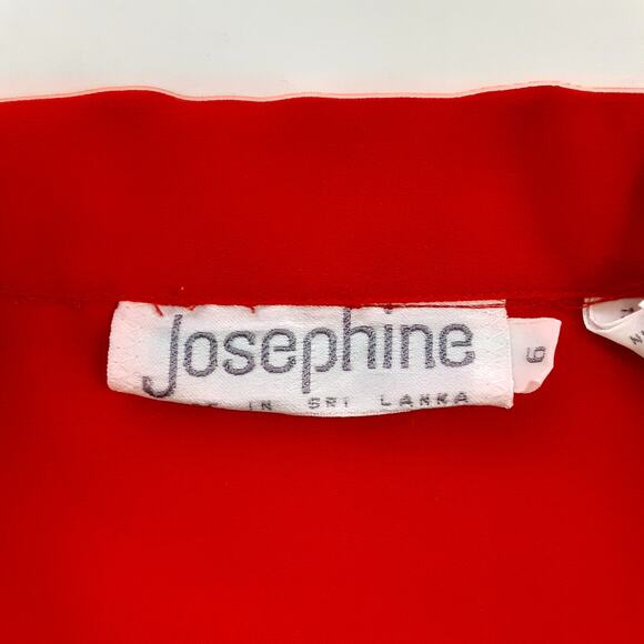 Vintage 80s Tuxedo Ruffle Blouse Cherry Red Peter Pan Collar Womens 6 Holiday - Picture 8 of 13